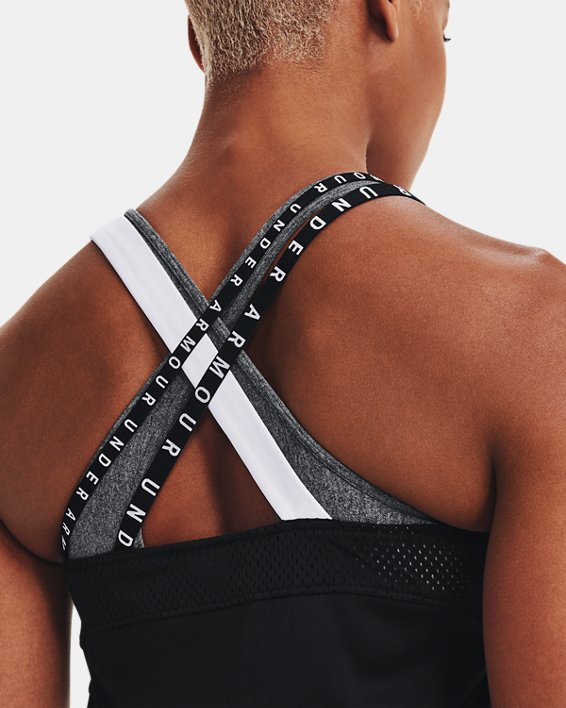 เสื้อกล้าม HeatGear® Armour Wordmark Double Strap สำหรับผู้หญิง in Black image number 3